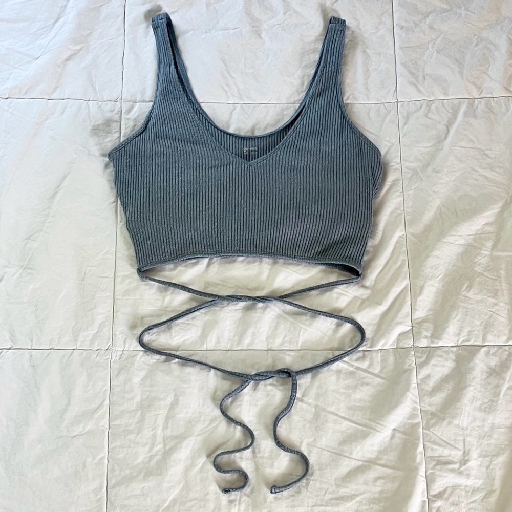 Hollister Blue Ribbed Crop Top